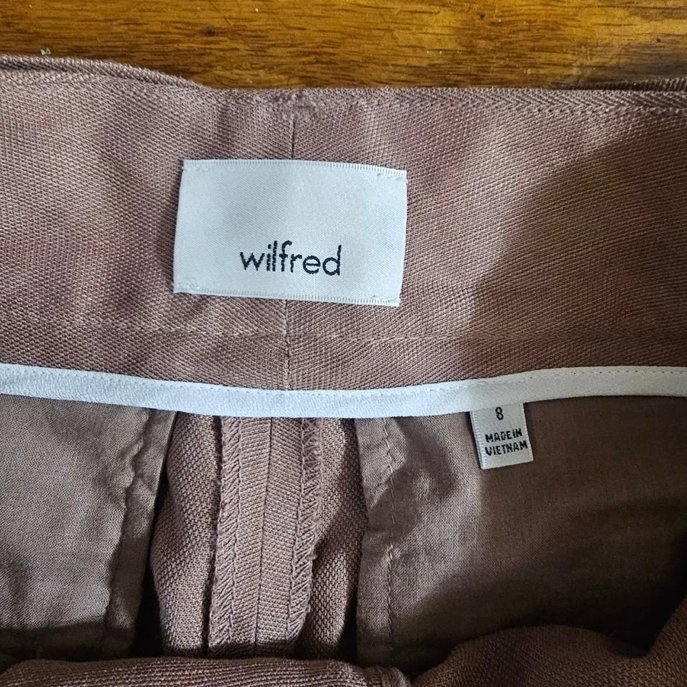 Aritzia Babaton Wide Leg Trouser Linen Blend Women's Size 8